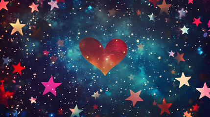 Background with stars, surrealism abstraction of love and the choice of dreams, love in a parallel universe. Parallel Universe & Alternate History. Illustration