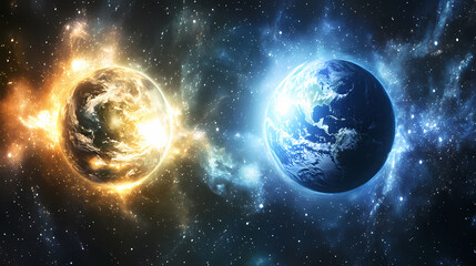 Cosmic convergence of parallel universes. Parallel Universe & Alternate History. Illustration