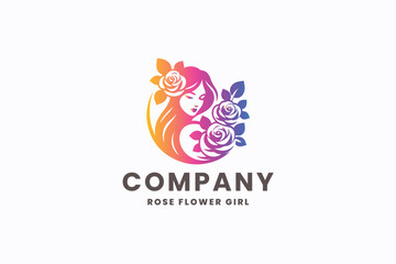 Nature Beauty Rose Girl Logo
