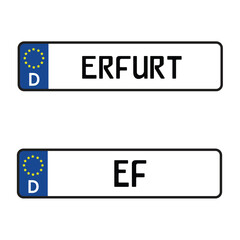 Erfurt Car License Plate - Vehicle registration plates of Germany