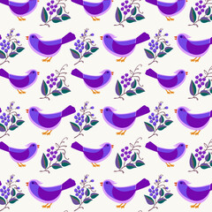 A pattern of stylized birds and small flowers.eps