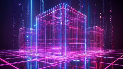 Neon Grid: Futuristic Digital Architecture