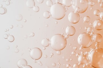 Peach Bubbles Abstract:  An ethereal close-up shot reveals a captivating collection of translucent peach-toned bubbles floating against a soft, gradient background.