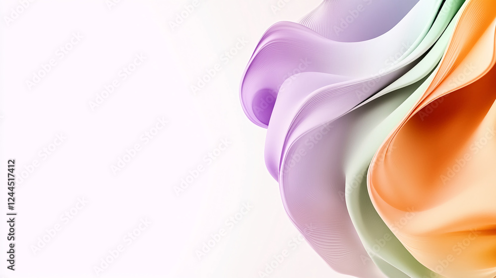 Aufkleber abstract soft pastel waves in shades of purple, green, orange, and white flowing gently with a smoot