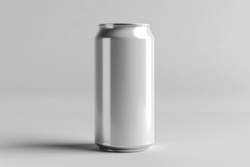 High-quality vector artwork of a white aluminum drink can, showcasing a polished metallic finish and precise lines, against a light gradient background