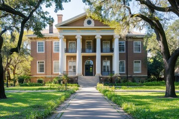 Fototapeta premium Grand brick building on a sunny day