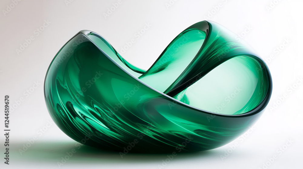 Poster a green twisted glass bowl with smooth flowing curves and an elegant design, representing modern cra