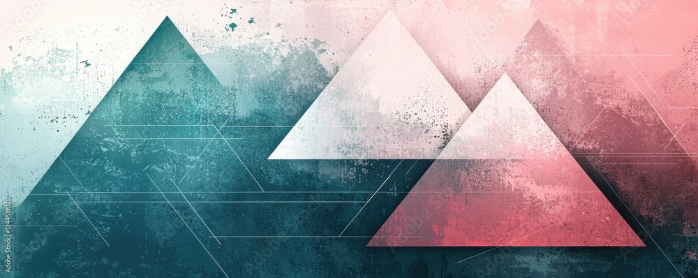 Poster abstract geometrical artwork with triangles and textured modern gradient design