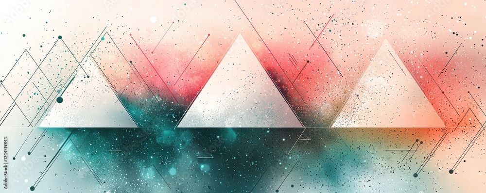 Poster abstract geometric design with colorful gradient and triangle patterns
