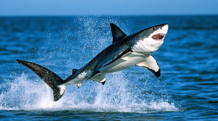 Fototapeta premium Ocean Titan: Great White Shark Near the Pacific Coast