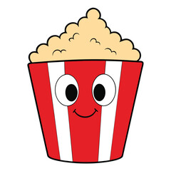 Popcorn, food funny vector art illustration