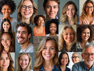 Fototapeta premium Diverse group of smiling people posing for a photo collage