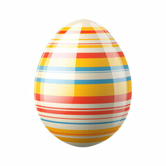 Obraz premium Realistic Easter egg with colorful striped pattern and glossy finish, isolated on transparent background. Generative Ai.