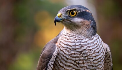 Majestic Eurasian Sparrowhawk Accipiter nisus in Flight Against a Wintery Backdrop, Showcasing the Birds Sharp Features and Feather Detail with a Sense of Movement and Wilderness.