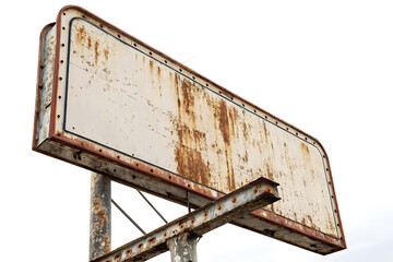 Old Blank Rusty Metal Sign Isolated on white Background.