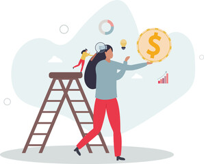 Consumer behavior understanding to make effective ads. Psychological principles apply to marketing campaigns to make buyer buy more and spend to purchases .flat characters.