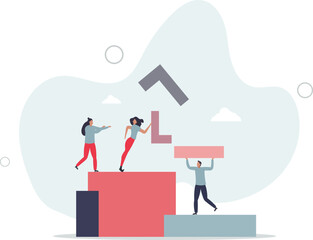 Fototapeta premium Work cooperation, partnership and teamwork for job task .Successful and productive strategy to reach goal with unity and working together.flat characters.