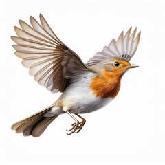 Obraz premium Striking Red European Robin Soaring Above a Transparent Backdrop, Showcasing Vivid Colors and Graceful Movement in a Minimalistic Setting