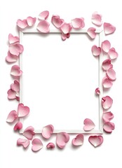 Fototapeta premium Valentine's A4 Worksheet Frame with Flower Petals Romantic Design Kids Craft