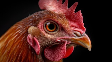 A captivating close-up of a colorful rooster, emphasizing its unique facial features and vibrant plumage, illustrating the charm and wonder of farm animals.