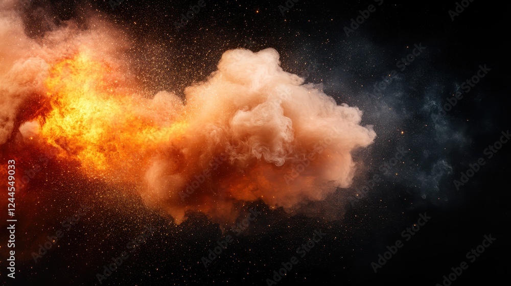 Poster this image showcases a stunning abstract explosion with vibrant orange and white hues, creating a dy