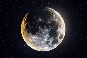 Fototapeta premium Stunning view of a lunar eclipse showcasing the moon's captivating changes in color and texture amidst a starry sky