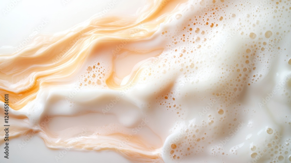 Poster an artistic representation of rippling milk showcases soft textures and gentle curves, creating a vi