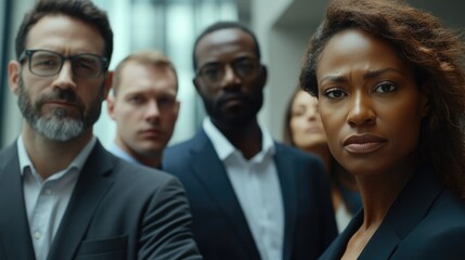 A group photo capturing a team of business executives in formal attire, portraying professionalism and unity.