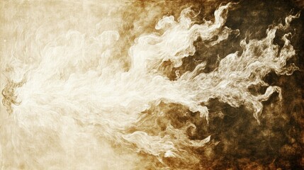 Abstract art featuring swirling beige and brown hues, creating a dynamic and ethereal composition.