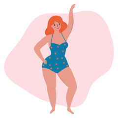 Beautiful woman bikini posing. Body positive and love your body