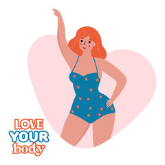 Beautiful woman bikini posing. Body positive and love your body