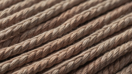 Rope fibers arranged in a neat pattern showcasing various shades of brown and beige in a close-up view