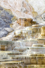 USA, Wyoming, Yellowstone National Park, Mammoth Hot Springs. Deposits of calcium carbonate form the travertine terraces with colorful formations.