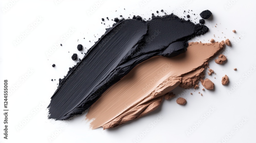 Poster a captivating mix of black and beige textures creates a dynamic blend on a white canvas, embodying t