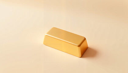 Shiny gold bar on neutral background, symbol of wealth and prosperity