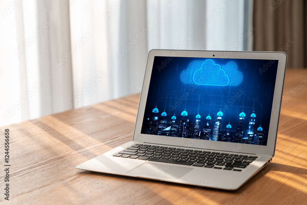 Poster cloud computing software for modish remote work and personal data storage