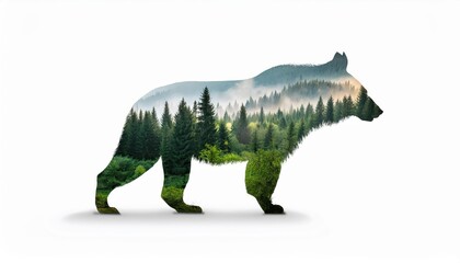 Enigmatic Wildlife Silhouette Amidst a Lush, Protected Forest Landscape A Symbolic Representative of the Enduring Bond Between Animals and Conservation.