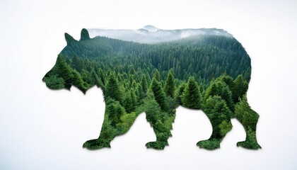 Striking Forest Silhouette Resembling a Wild Animal Shape Embracing the Concept of Wildlife Conservation and the Enigmatic Beauty of the Wilderness