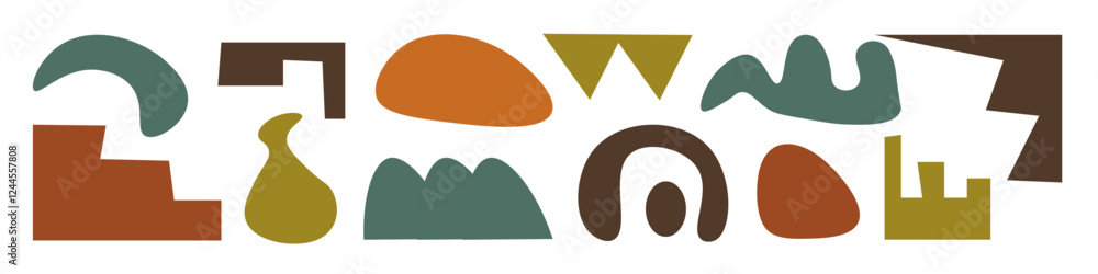 Aufkleber set of vector abstract shapes. isolated creative doodle objects of various shapes. modern color geom