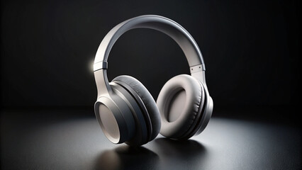 Black and White Wireless Headphones on Dark Background 