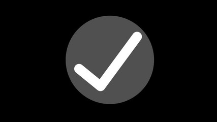 White color simple check mark circle fill animation with black background