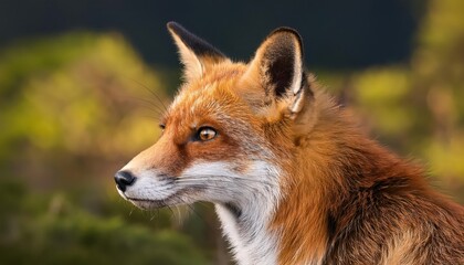 Vivid Wilderness Portrait Reddishbrown Fox Basking Under Early Morning Light, Frosty Forest Mood in Backdrop, Majestic Creature of the Wild.