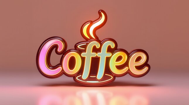 Vector illustration of a Cute Anime Coffee Sign Logo complete with Cartoon Coffee Cup - Powered by Adobe