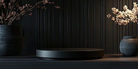 This image showcases a modern living room with a minimalist and contemporary design. The space is characterized by sleek lines, a monochromatic color scheme, and a variety of textures from the wooden