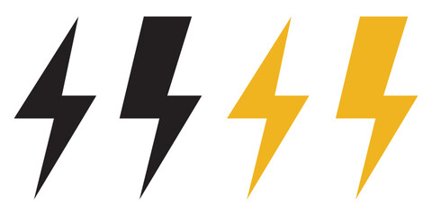 Thunder bolt flash icon, yellow flash lightning bolt icon.
