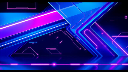 Futuristic ultra-modern background with sleek gradients, dynamic geometric shapes, and high-tech textures. A blend of neon lights, metallic surfaces, and abstract digital elements.