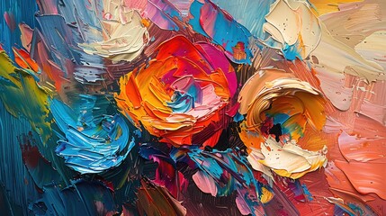 Abstract oil painting background, different brush strokes, giving volume to a picture