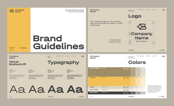 Brand guideline templates to create visual identity of your company.