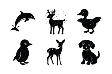 Set of animal silhouette vector illustration