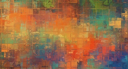 Obraz premium Abstract Warm Color Block Painting Digital Art
